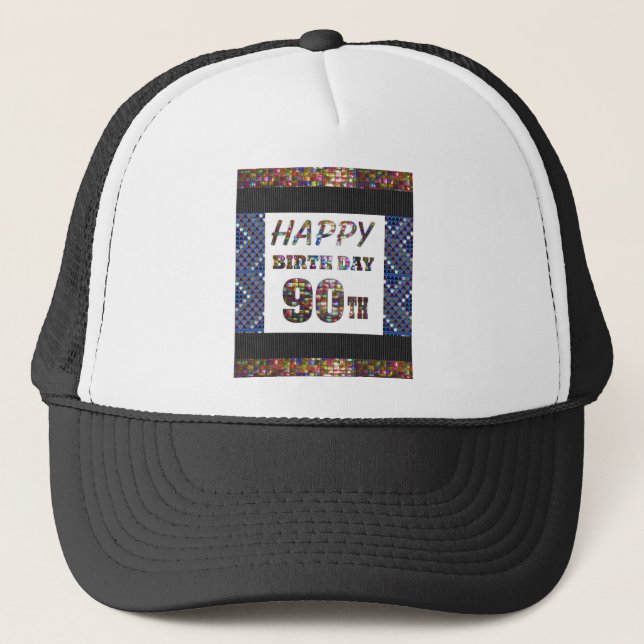 Casquette joyeux anniversaire happybirthday 90 (Devant)