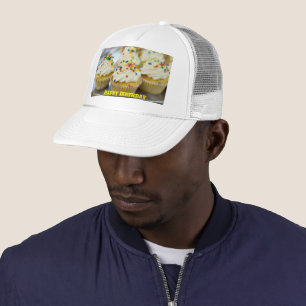 Casquette Joyeux Anniversaire Jaune Texte Cinq petits gâteau