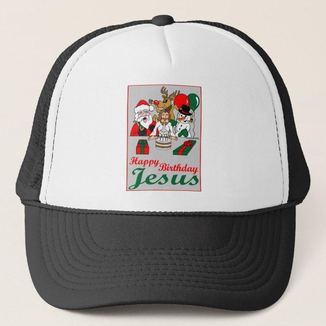 Casquette Joyeux anniversaire Jésus (Devant)