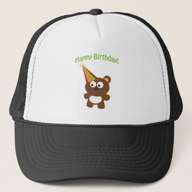 Casquette Joyeux anniversaire ! Ours (Devant)