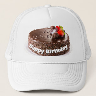 Casquette Joyeux gâteau noir d'anniversaire haché avec des f