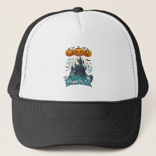 Casquette Joyeux Halloween Château Hanté Citrouilles Fantôme