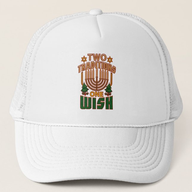 Casquette Joyeux Hanoukka Deux Traditions Un Souhait Noël (Devant)