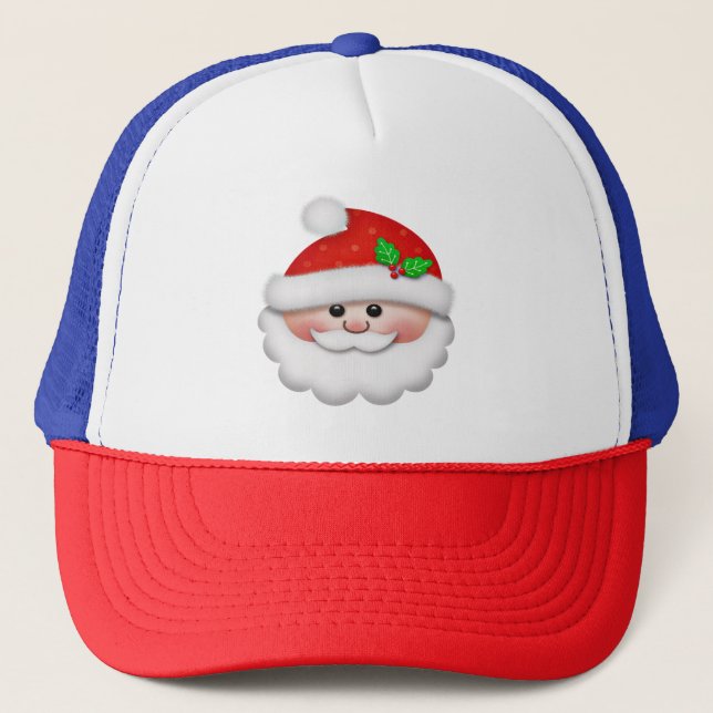 Casquette Joyeux Noël avec visage Père Noël pour enfants (Devant)