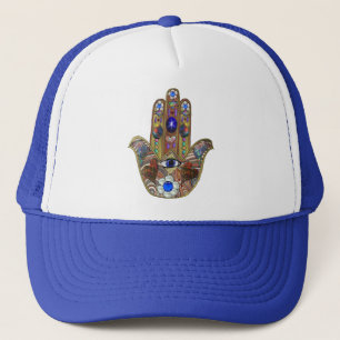 Casquette Judaica Hamsa Coeurs Fleurs Opal Art Imprimer