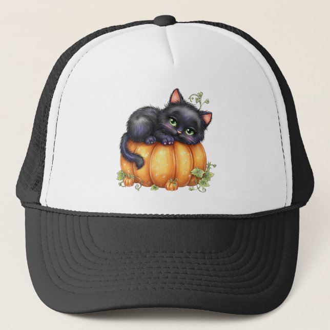 Casquette Juste traîner, Repos de chaton dans la citrouille (Devant)