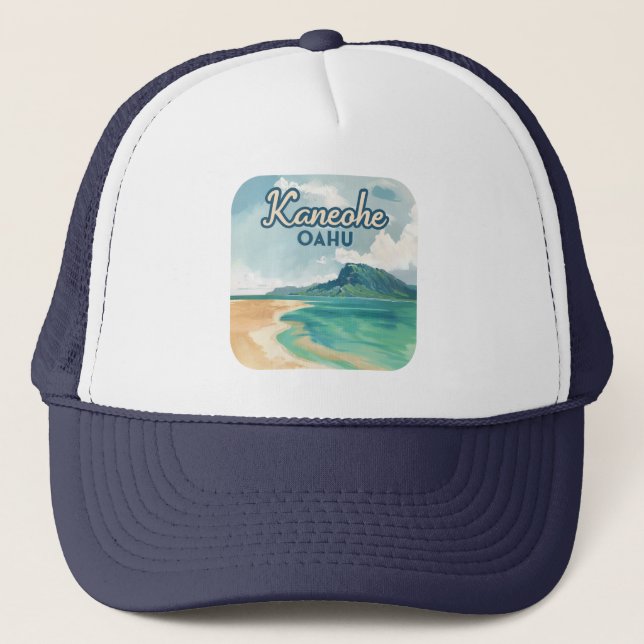 Casquette Kaneohe Sandbar Oahu Hawaii Retro (Devant)