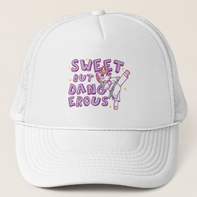 Casquette Karate Unicorn Trucker Chapeau doux mais dangereux (Devant)