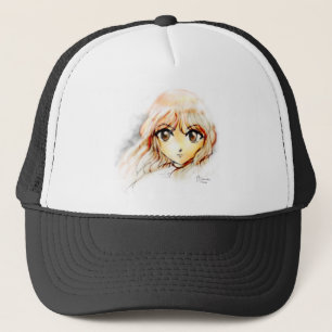 Casquette Kawaii de yeux de croquis de fille d'Anime de