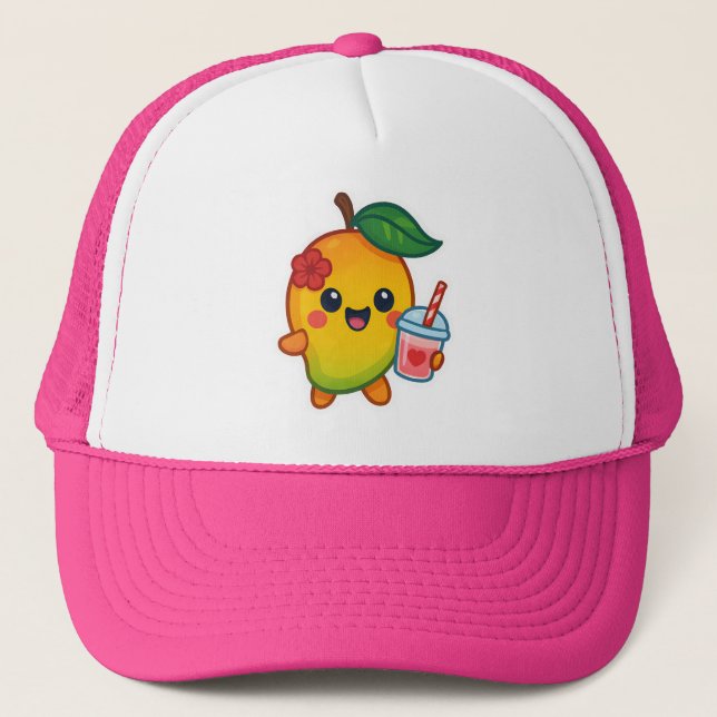 Casquette Kawaii Mango - Fruit d'amour avec Smoothi de coeur (Devant)
