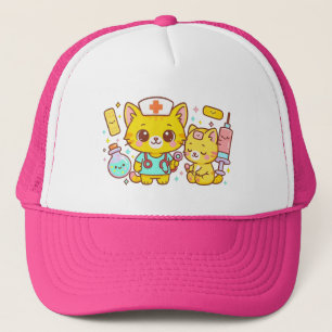 Casquette Kawaii Nurse Cat Duo
