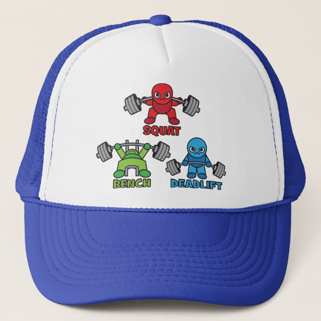 Casquette Kawaii Powerlifter - Squat, Presse À Banc, Deadlif (Devant)