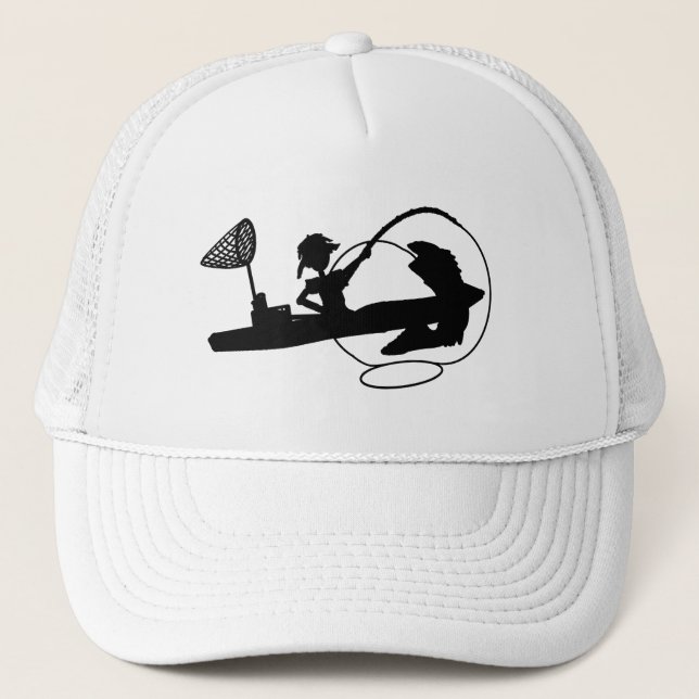Casquette Kayak Fishing Black Silhouette Baseball Camion Cas (Devant)