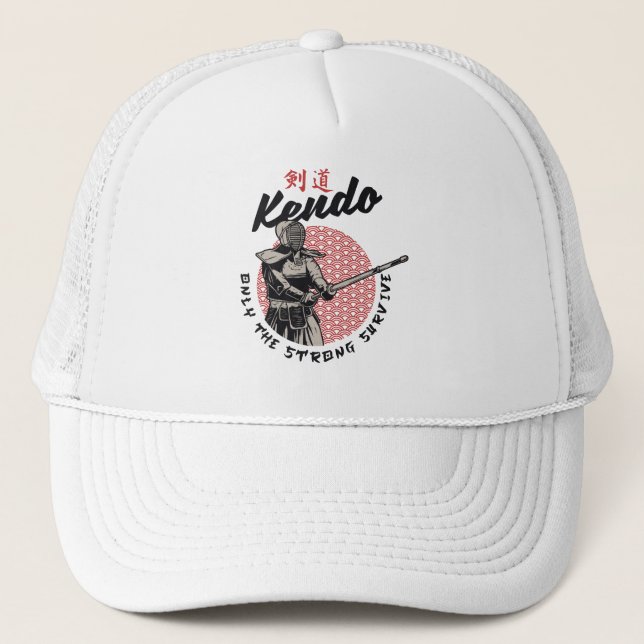 Casquette Kendo japonais rétro - Seule la force survit (Devant)
