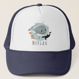 Casquette Kids Cute Blue Ocean Whale and Sea Fish
