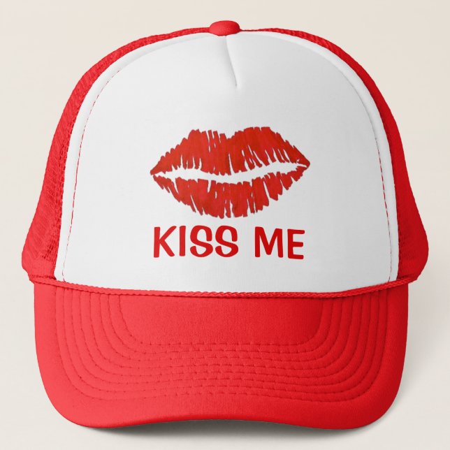 Casquette Kiss Me Red Lipstick Lips Love Valentine's Day (Devant)