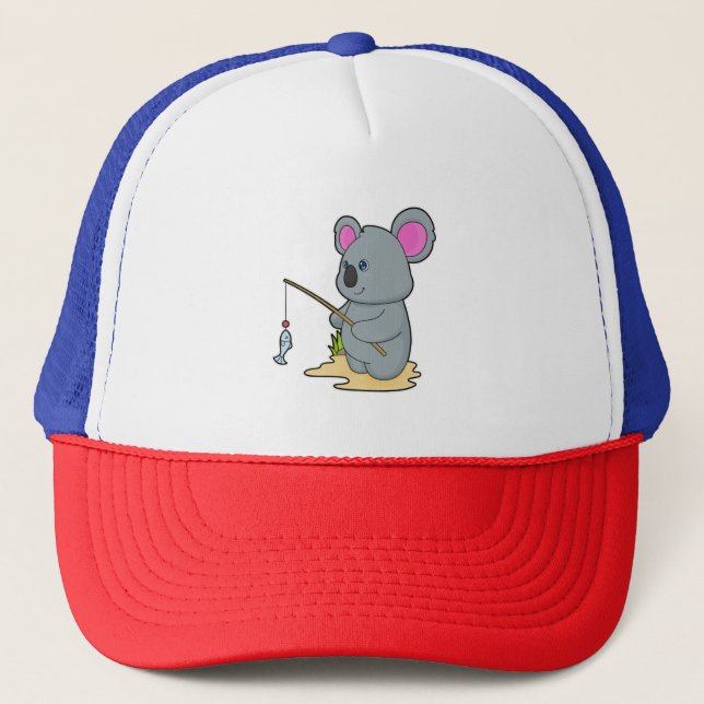 Casquette Koala en Fisher avec la canne à pêche et le poisso (Devant)
