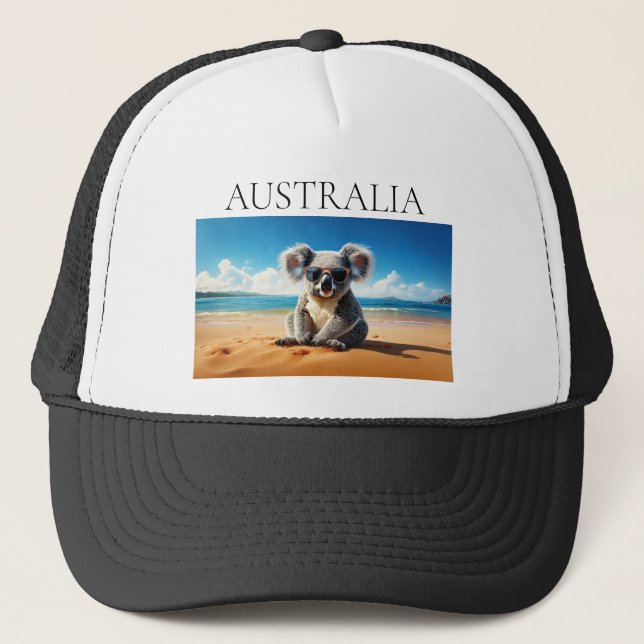 Casquette Koala sur une plage de sable (Devant)