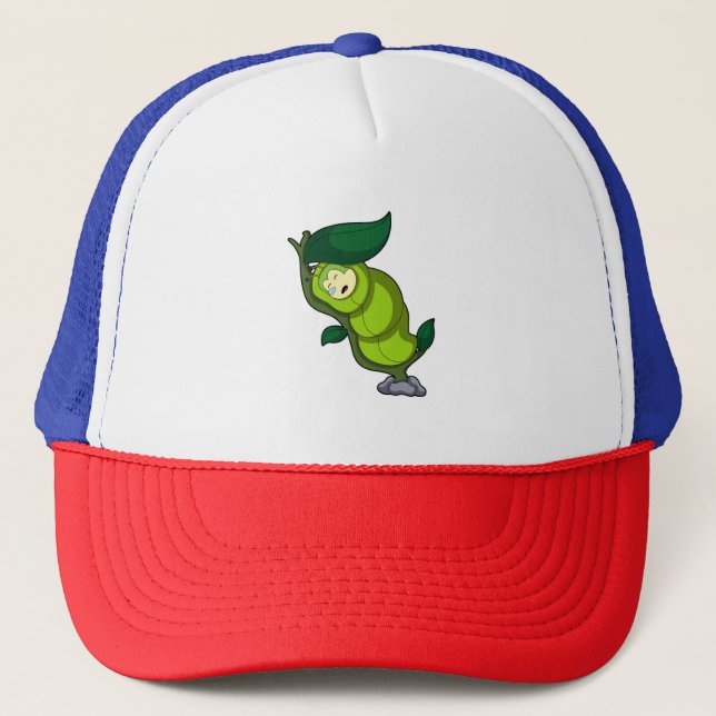 Casquette La chenille au coucher avec la feuille (Devant)