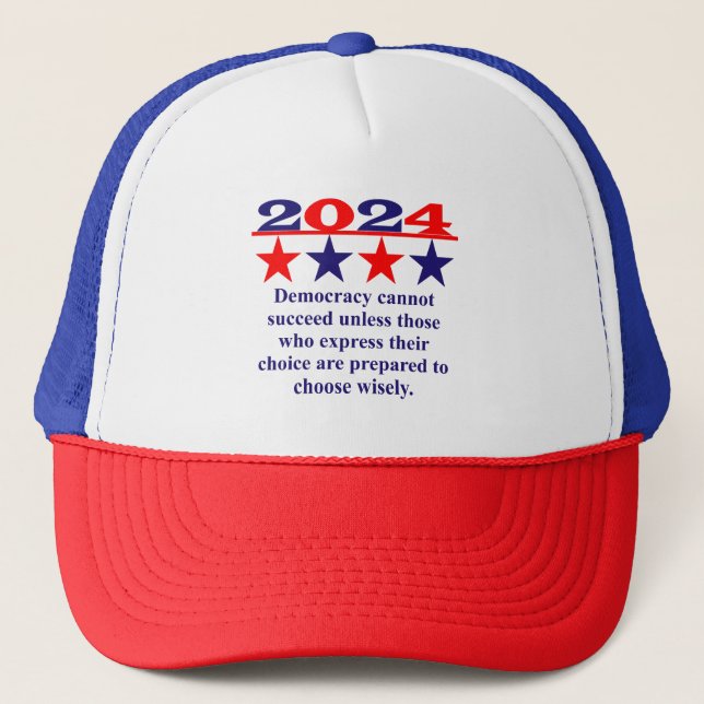 Casquette La Démocratie Ne Peut Réussir Sans - Citation Poli (Devant)