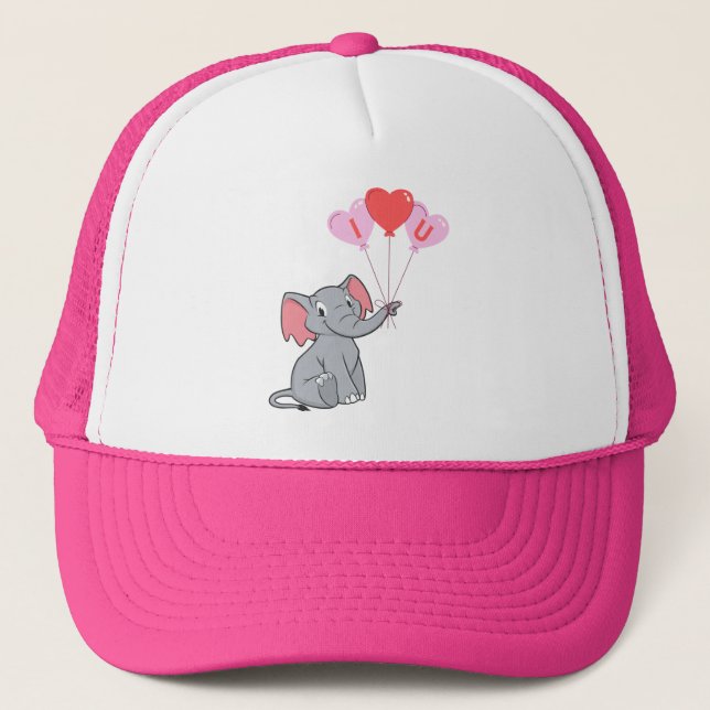 Casquette La Saint Valentin des éléphants Je t'aime coeur (Devant)