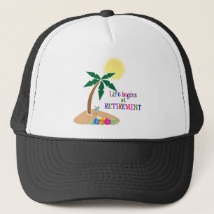 Casquette La vie commence à la retraite, plage tropicale