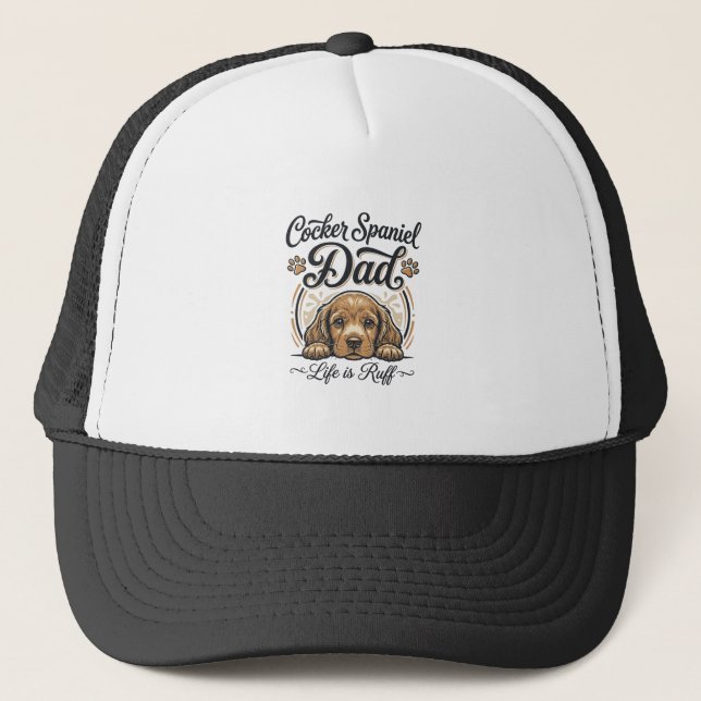 Casquette La vie de papa Cocker Spaniel est rude Vintage T-s (Devant)