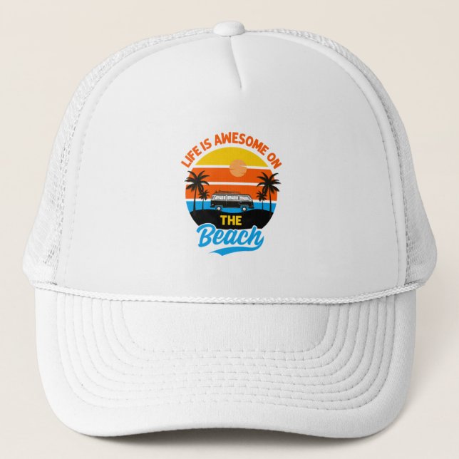 Casquette La Vie Est Amusante Sur Les Palmiers De Plage (Devant)