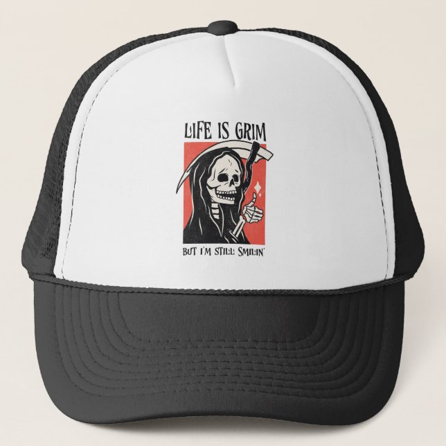 Casquette La Vie Est Grave Drôle Grave Faucheuse Drôle Jeu S (Devant)