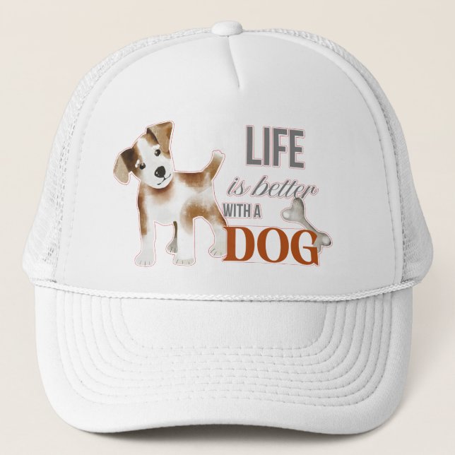 Casquette "La vie est meilleure avec un chien" avec Terrier (Devant)