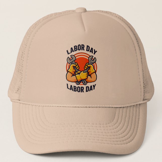 Casquette Labor Day Strong Worker Hands Tools Design (Devant)