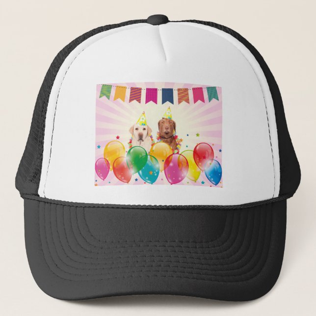 Casquette Labrador Retriever Dog Balloons Anniversaire (Devant)