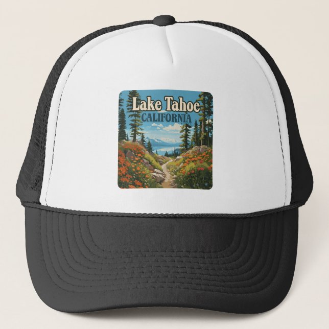 Casquette Lake Tahoe California Nevada Retro Travel (Devant)