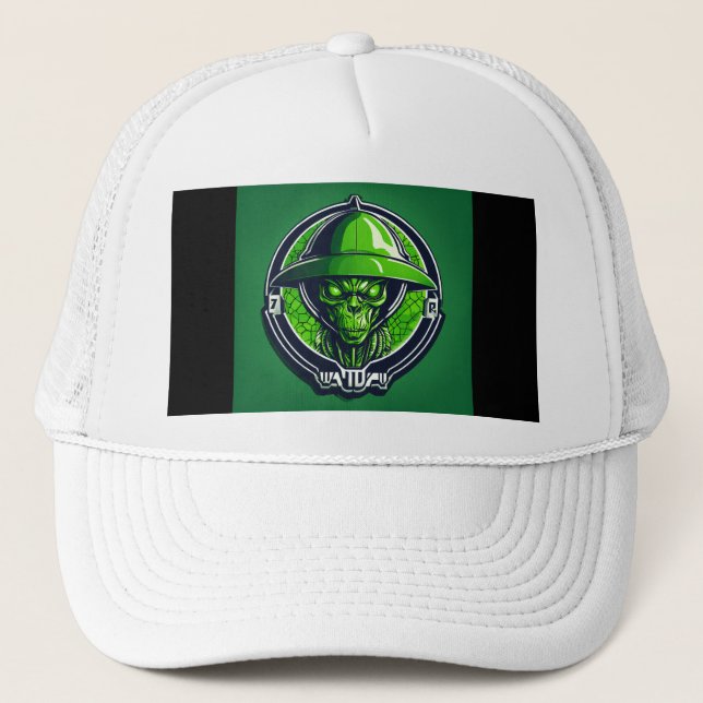 Casquette L'Alien vert curieux (Devant)