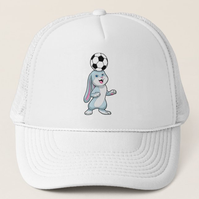 Casquette Lapin comme joueur de football avec balle de footb (Devant)