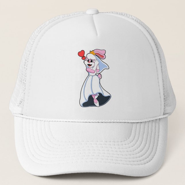 Casquette Lapin en robe de mariée et couronne (Devant)