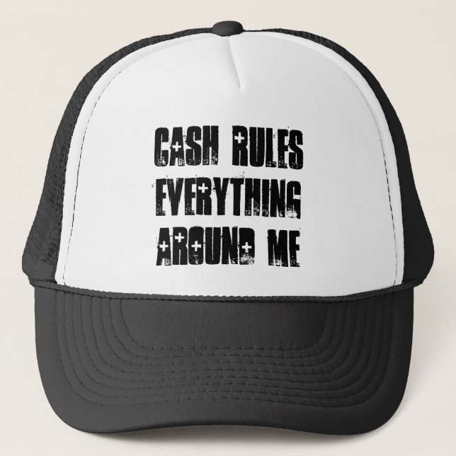 Casquette L'argent liquide ordonne le noir de Snapback/blanc (Devant)
