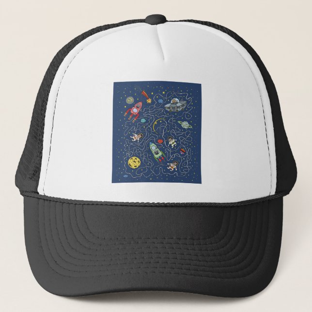 Casquette L'astronaute spatial Cat Rocket Maze Puzzle Mystèr (Devant)