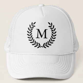 Casquette Lauriers et lettre noirs chics de monogramme