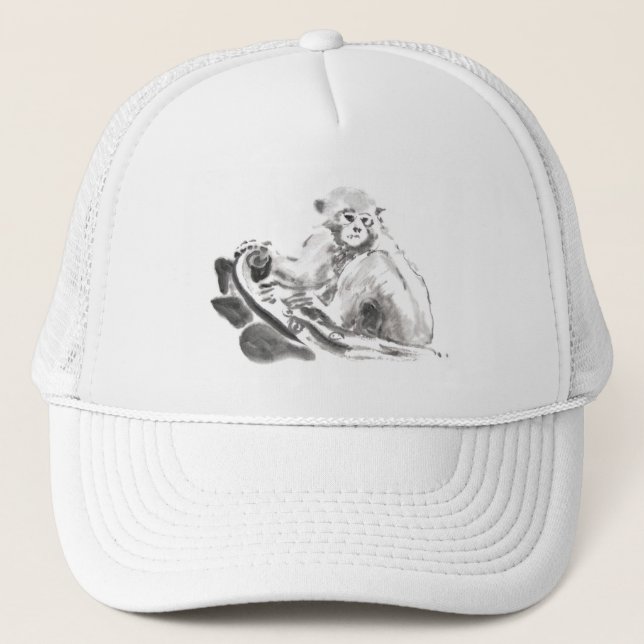 Casquette Laver Peinture Singe Année Zodiac Anniversaire Cas (Devant)