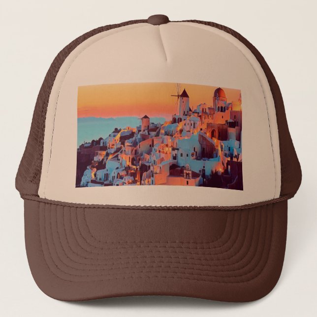 Casquette ldp SANTORINI - panorama - par nuit (Devant)