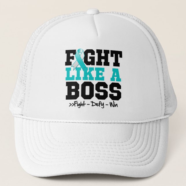 Casquette Le cancer du col de l'utérus combat comme un patro (Devant)