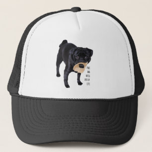 Casquette Le carlin noir drôle prennent de grandes morsures