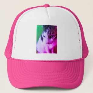 Casquette Le chat-tabby psychédélique rose a des yeux roses 