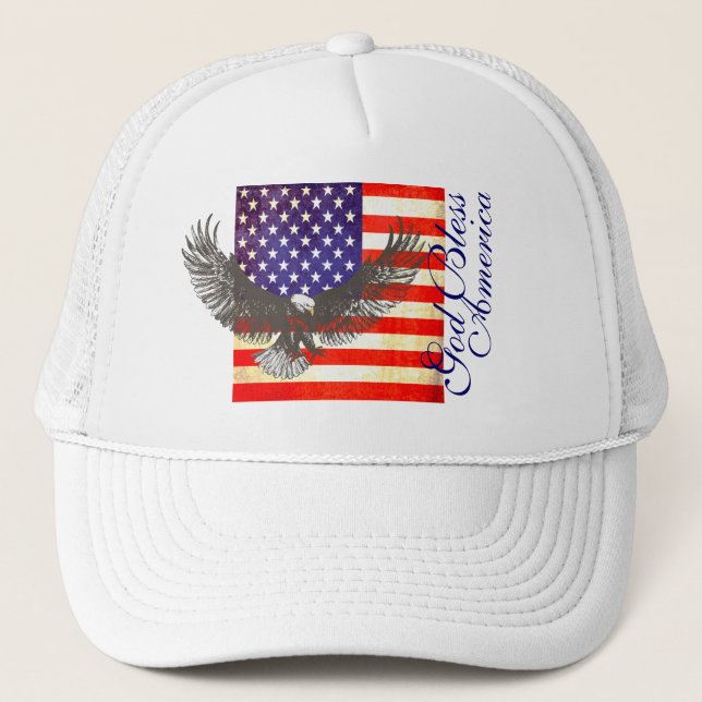 Casquette Le drapeau américain et l'aigle dieu bénisse l'amé (Devant)