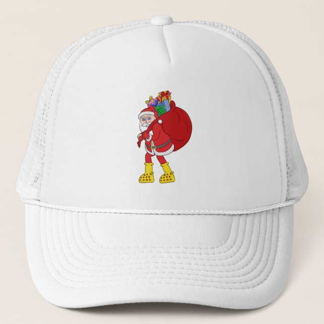 Casquette Le Père Noël porte de grosses bottes jaunes (Devant)