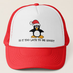 Casquette Le pingouin drôle de Noël est lui trop en retard