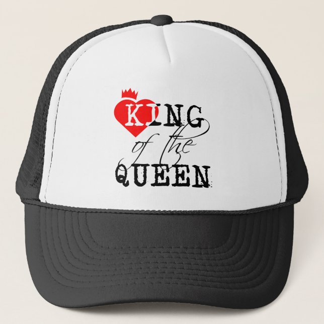 Casquette Le roi de la Reine coeur rouge et une couronne (Devant)