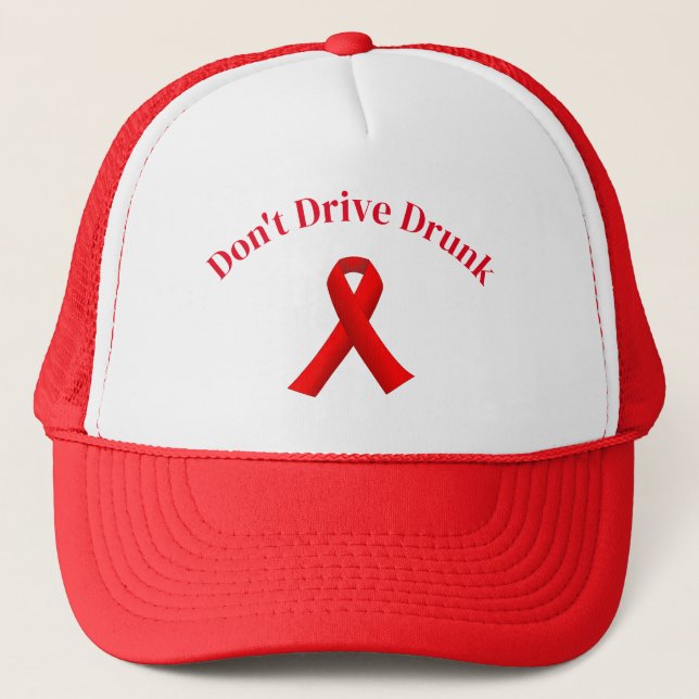 Casquette Le ruban rouge ne conduit pas ivre (Devant)