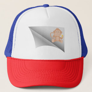 Casquette le singe mange de la banane sous le patch